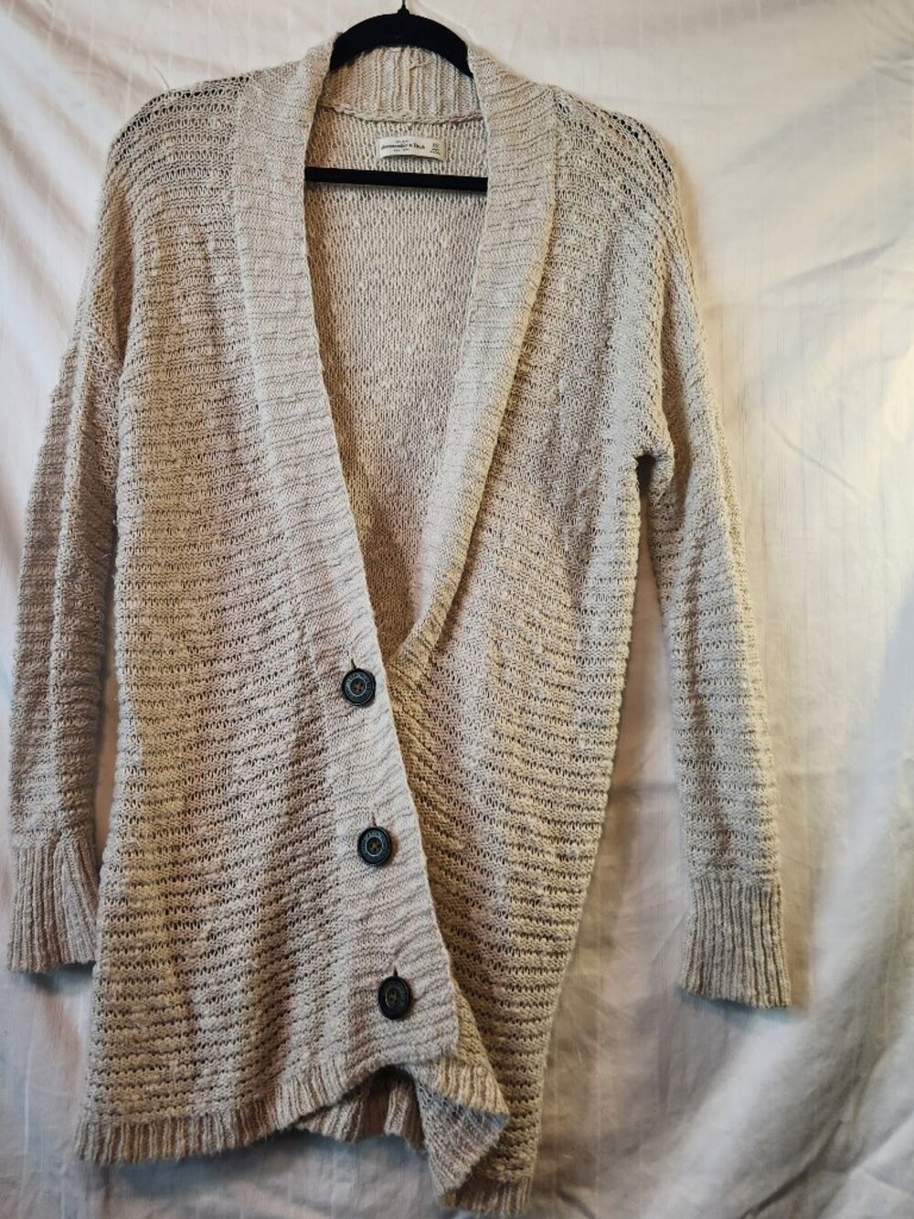 Abercrombie & Fitch Oatmeal Chunky Open Knit Cardigan Sweater Size XS